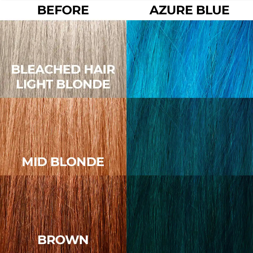 Stargazer Semi Permanent Hair Dye Hair comparison Azure Blue