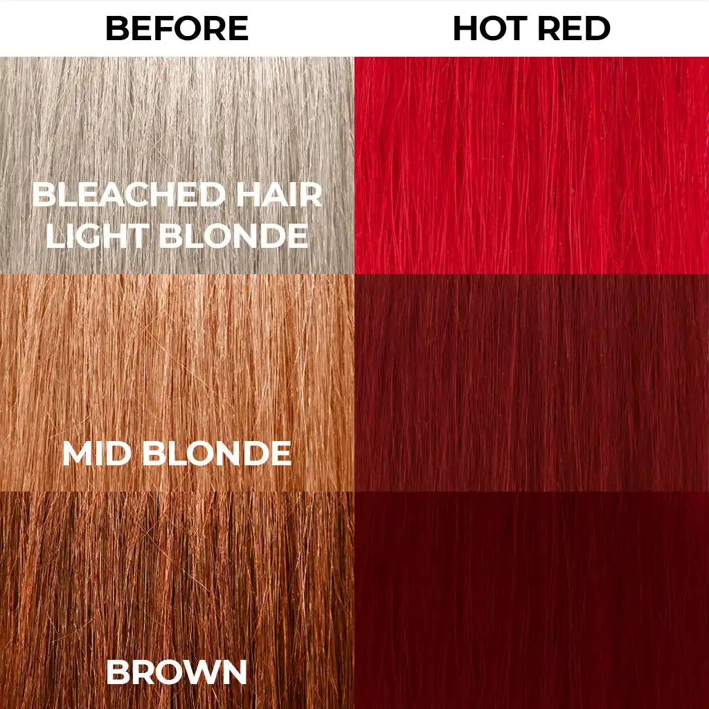 Stargazer Semi Permanent Hair Dye Hair comparison Hot Red