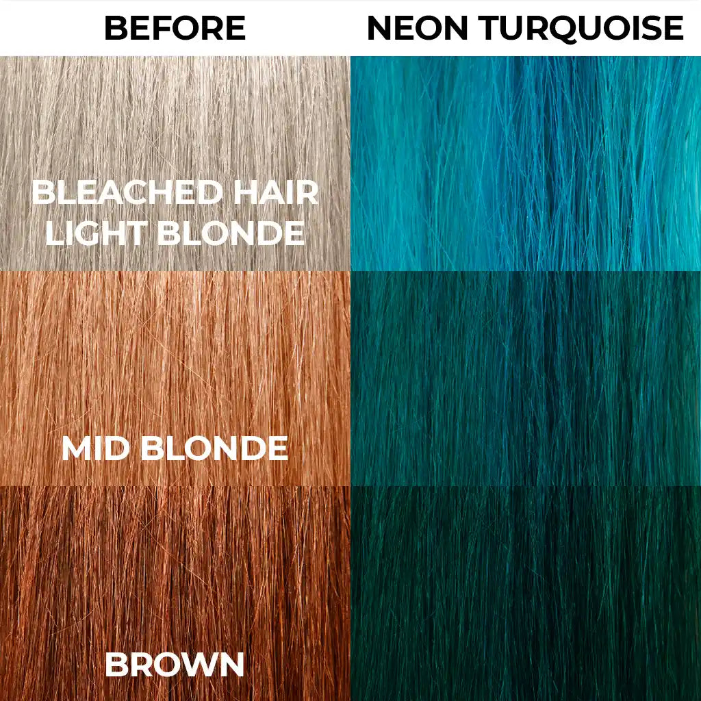 Stargazer Semi Permanent Hair Dye Hair comparison UV Turquoise