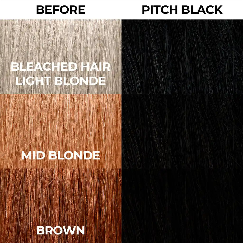 Stargazer Semi Permanent Hair Dye Hair comparison Pitch Black