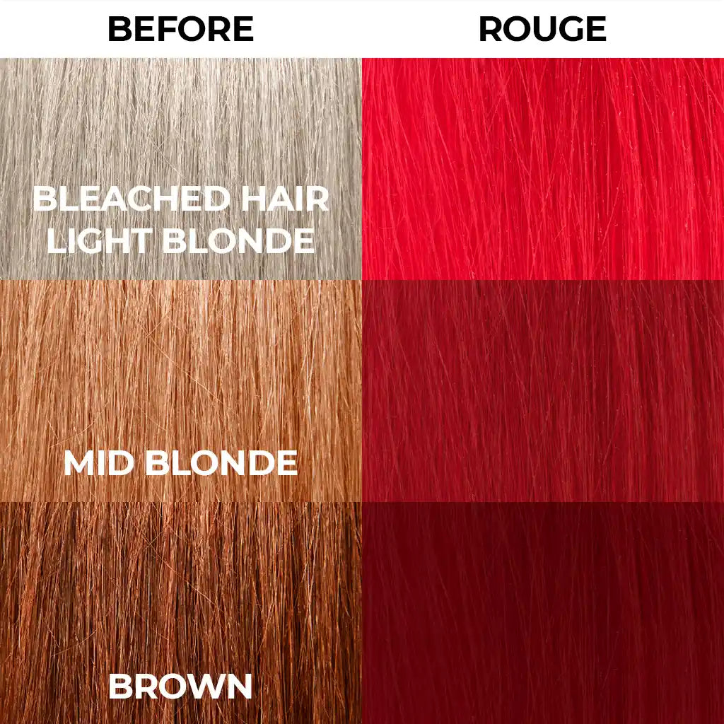 Stargazer Semi Permanent Hair Dye Hair comparison Rouge