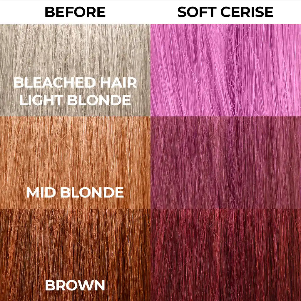 Stargazer Semi Permanent Hair Dye Hair comparison Soft Cerise