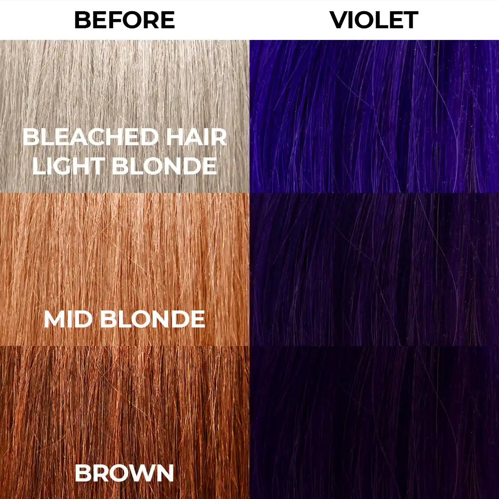 Stargazer Semi Permanent Hair Dye Hair comparison Violet